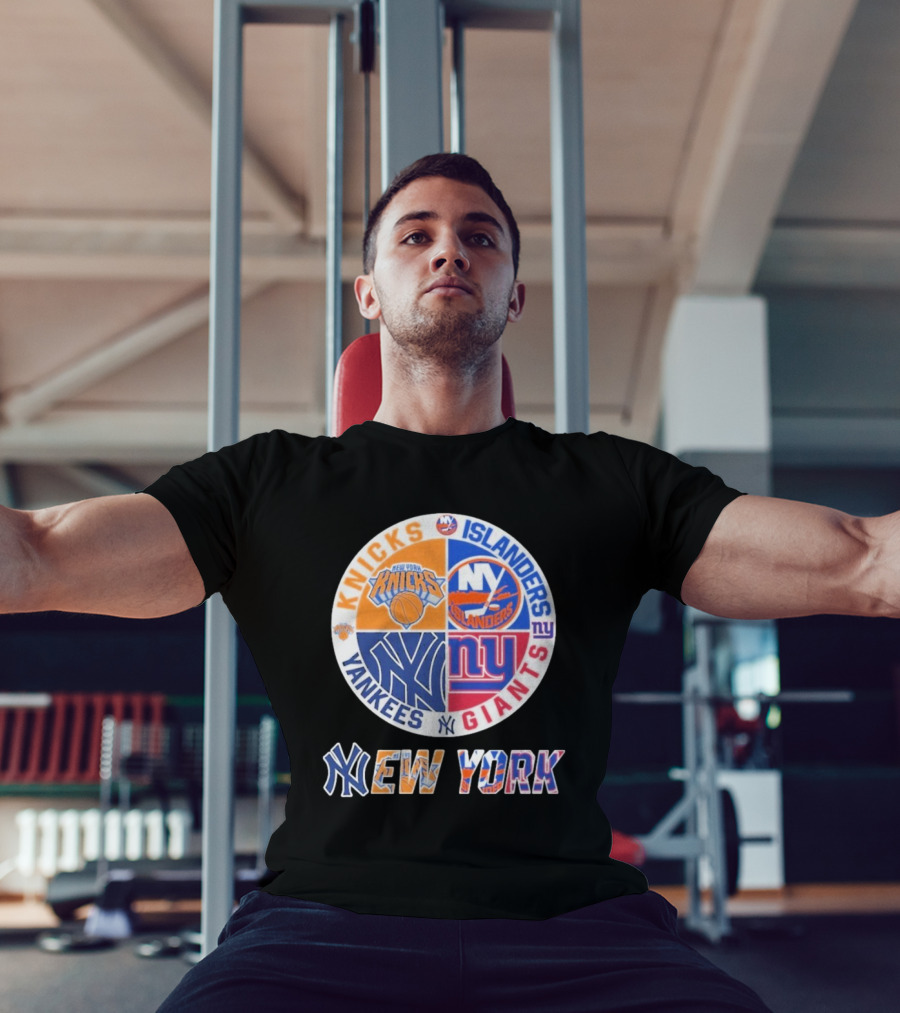 New York Knicks Islanders Yankees Giants Sports Fan Collection T-Shirt