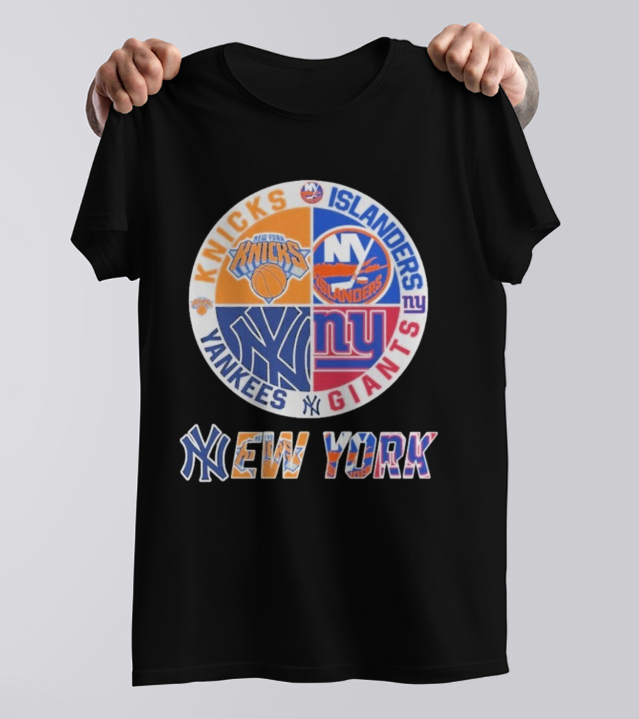 New York Knicks Islanders Yankees Giants Sports Fan Collection T-Shirt