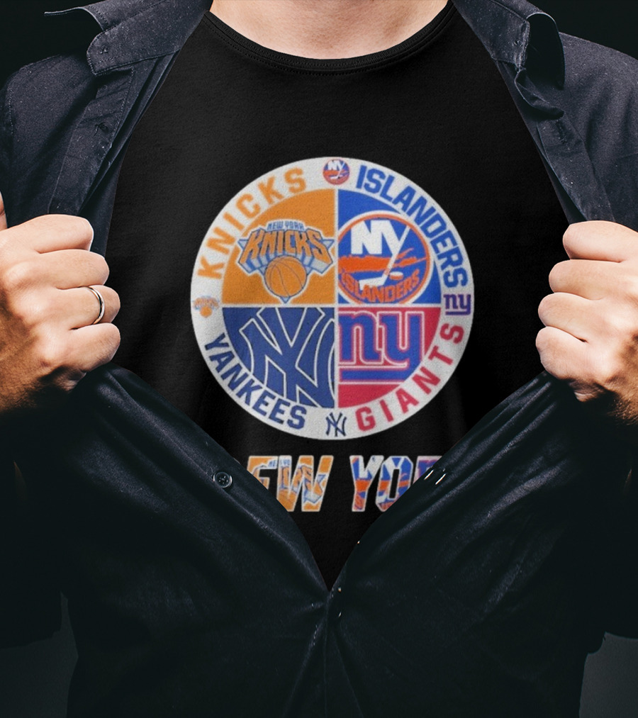 New York Knicks Islanders Yankees Giants Sports Fan Collection T-Shirt