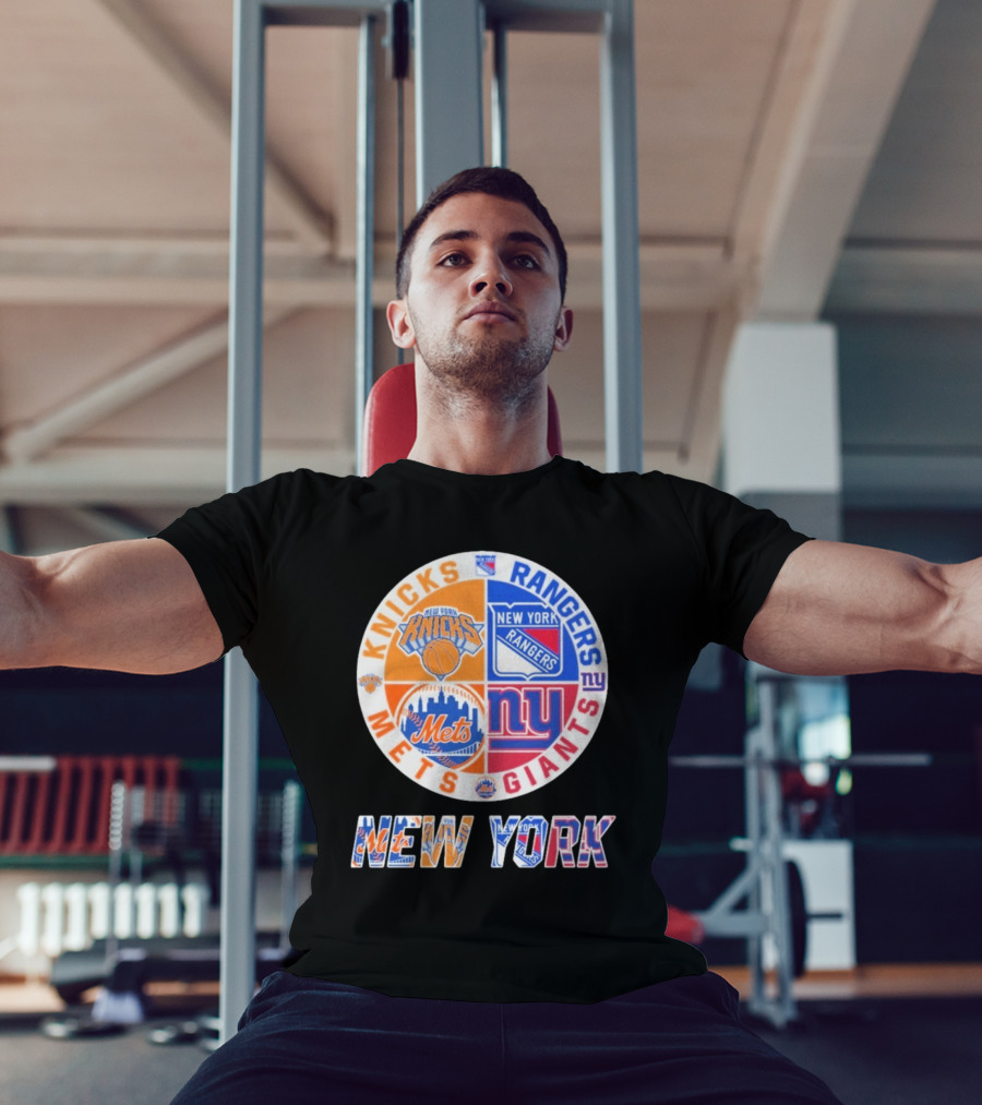 New York Knicks Rangers Mets Giants Mashup T-Shirt
