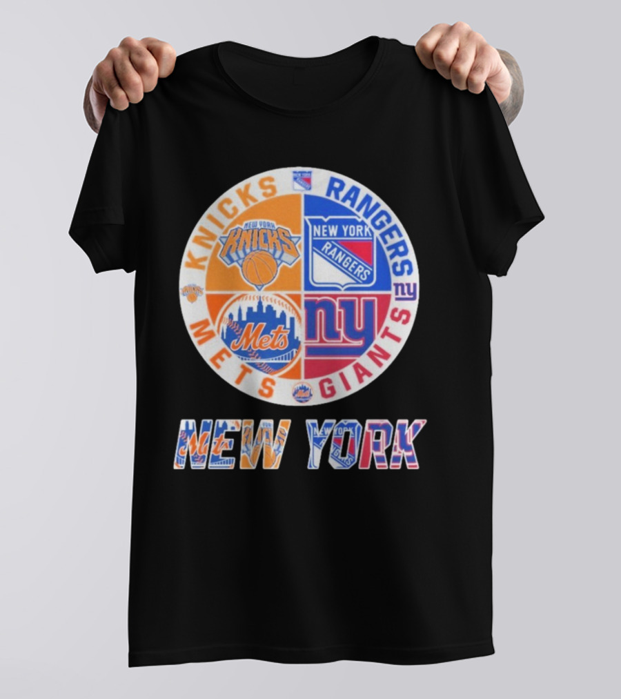 New York Knicks Rangers Mets Giants Mashup T-Shirt