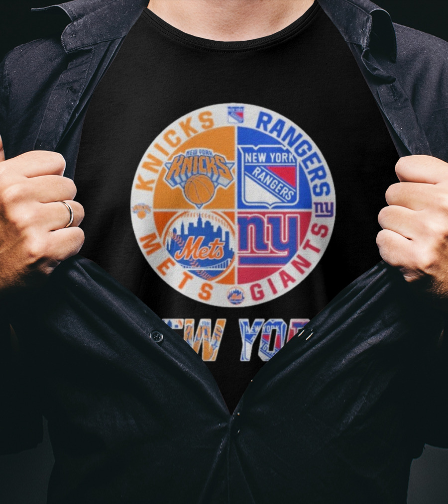 New York Knicks Rangers Mets Giants Mashup T-Shirt