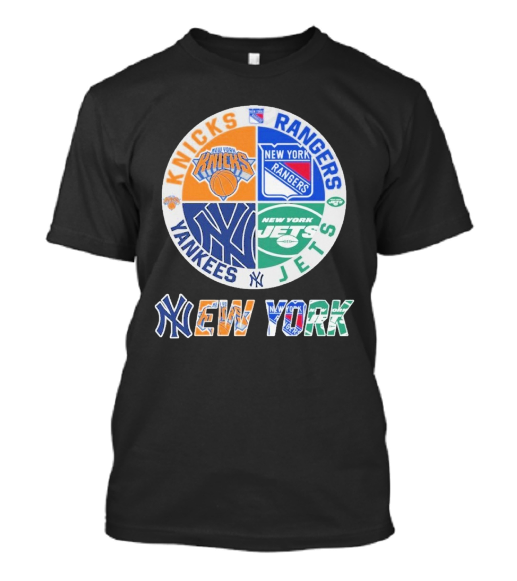 New York Knicks Rangers Yankees Jets Circle T-Shirt