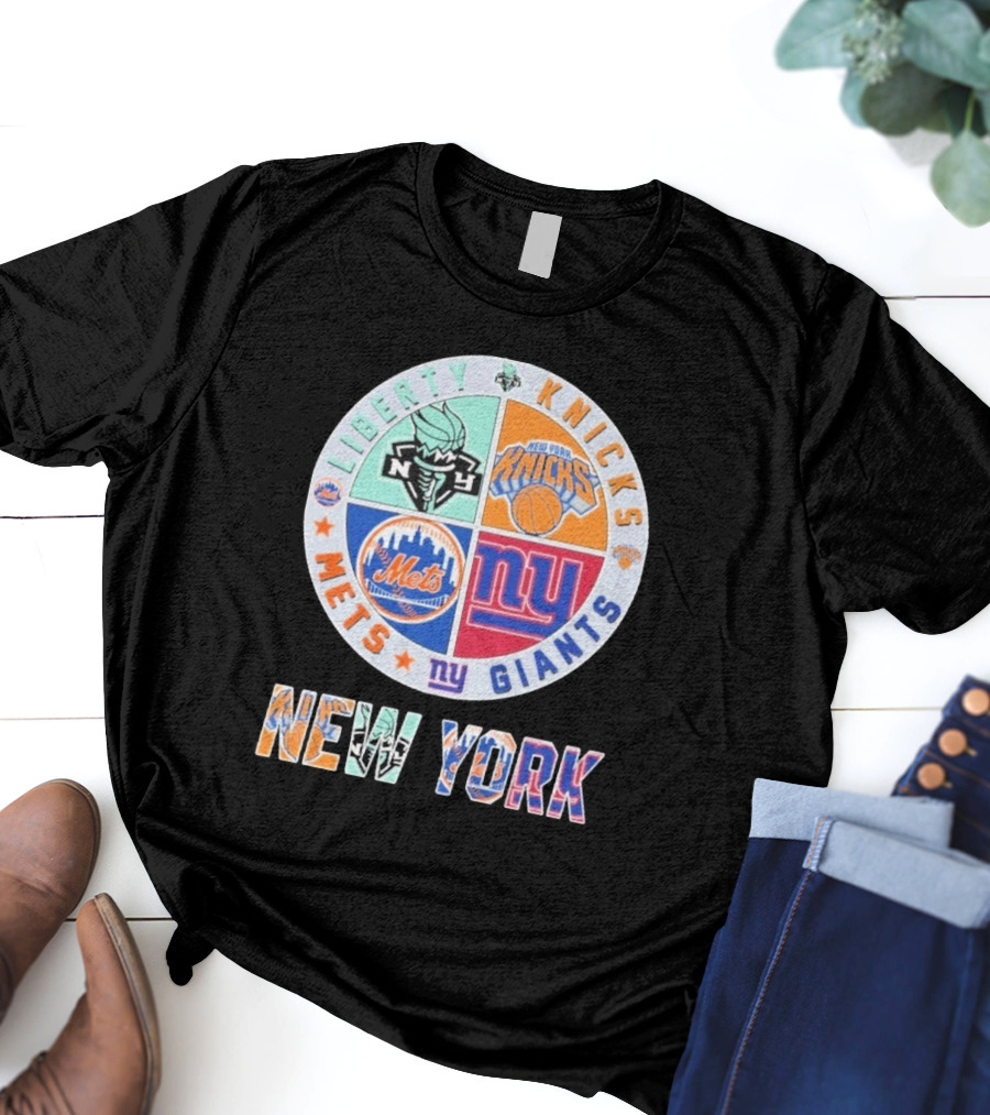 New York Liberty Knicks Mets Giants Yankees T-Shirt