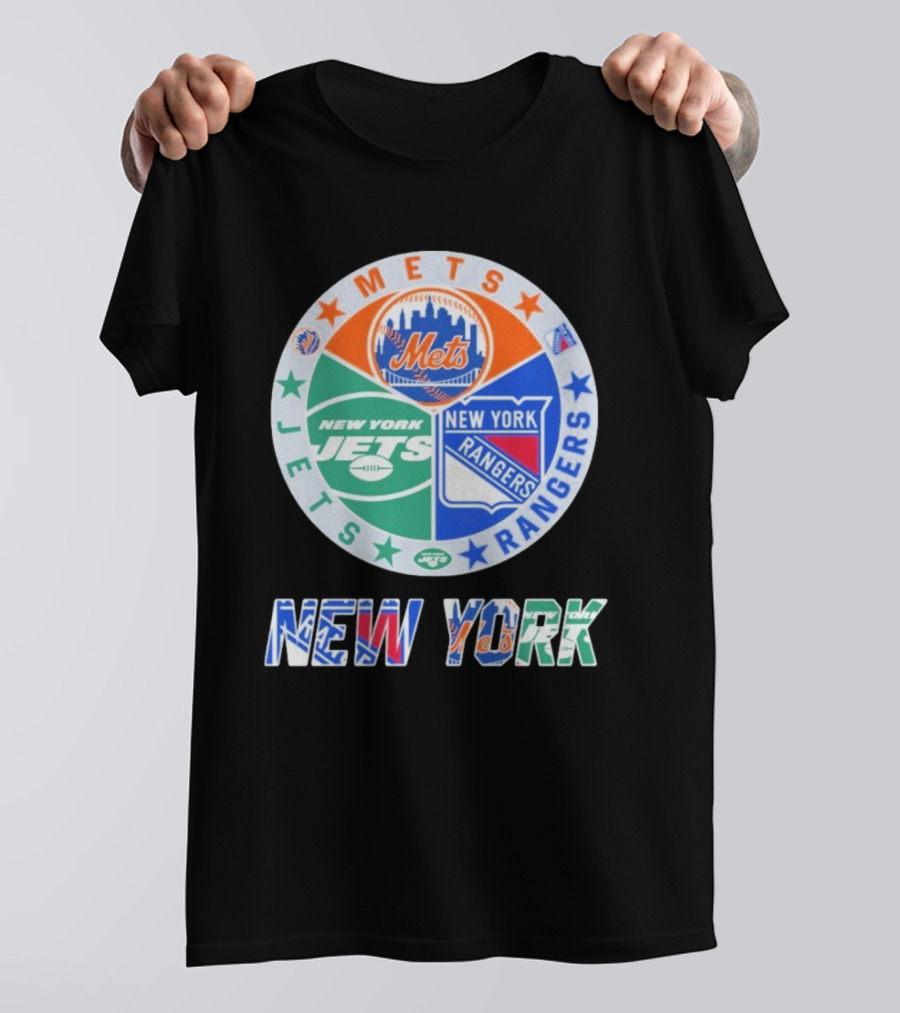 New York Mets Jets Rangers Logo Collaboration T-Shirt
