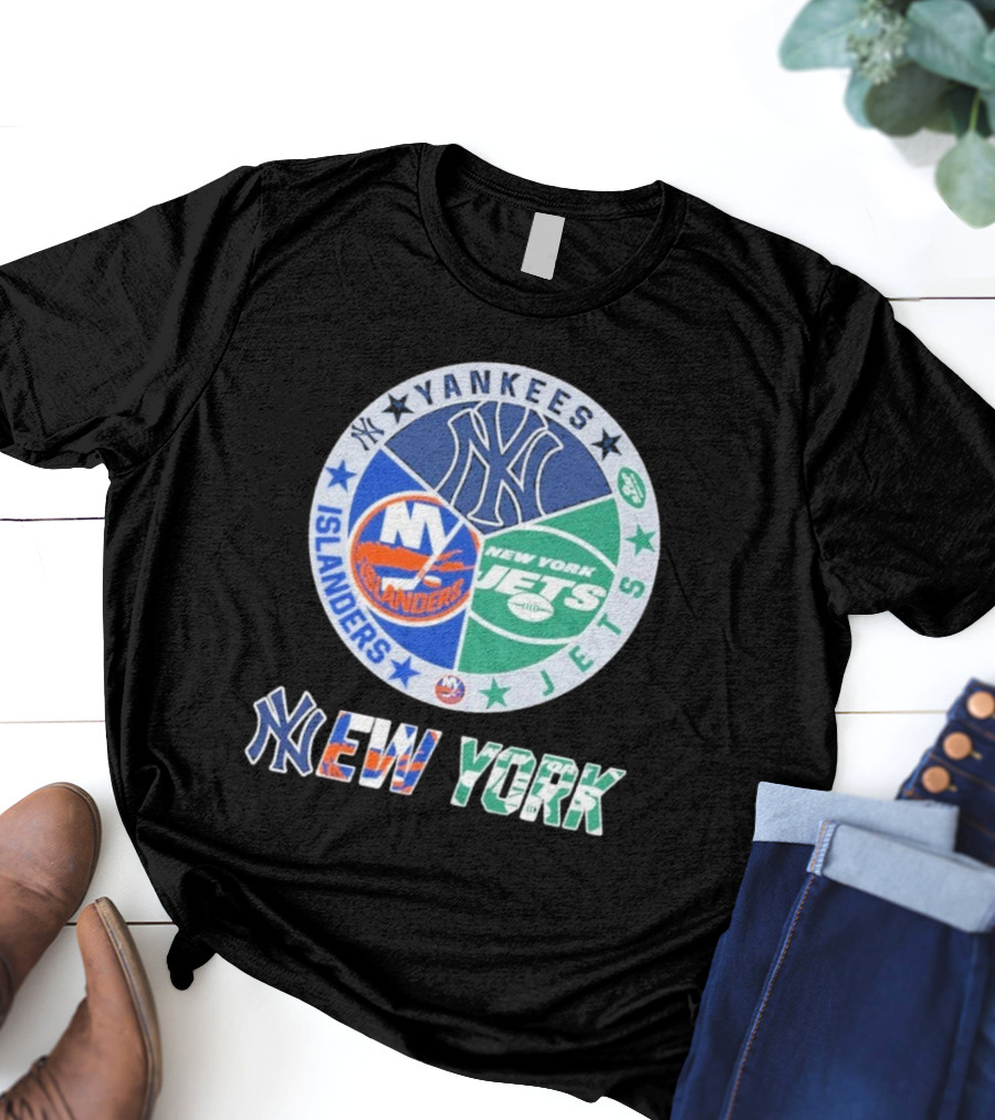 Yankees Islanders Jets New York Yankees X New York Jets X New York Islanders T-Shirt
