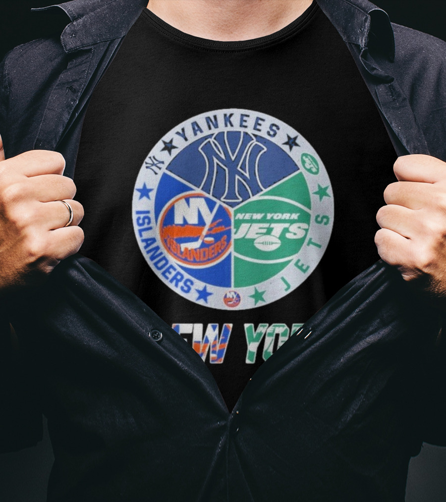 Yankees Islanders Jets New York Yankees X New York Jets X New York Islanders T-Shirt
