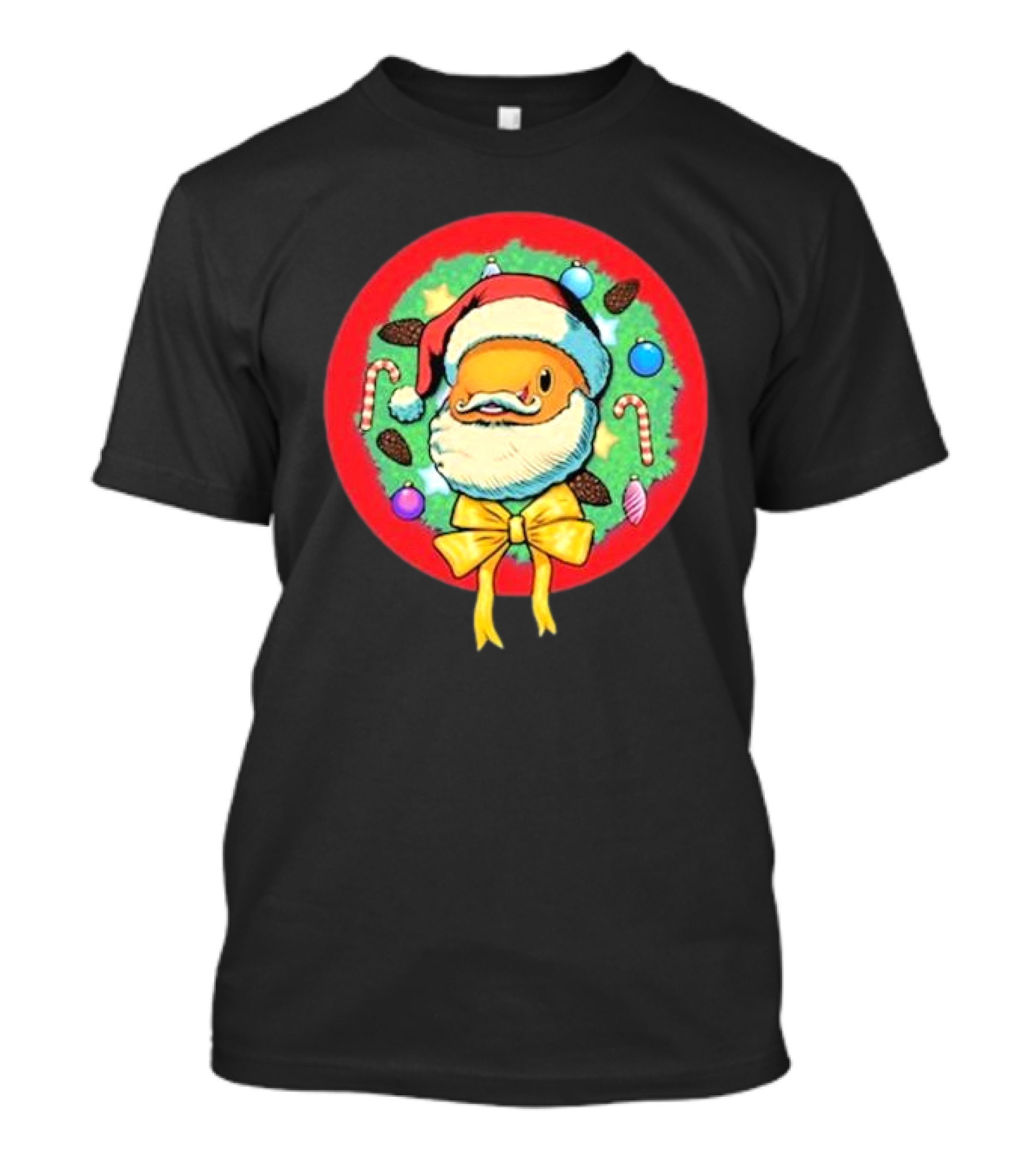 The Why Files Happy Holidays Santa Fish With Christmas Wreath And Candy Canes T-Shirt