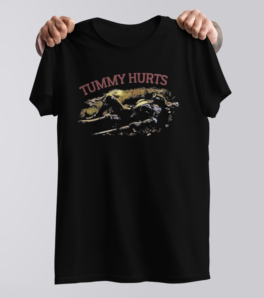 Tummy Hurts Knight Lying In Field T-Shirt