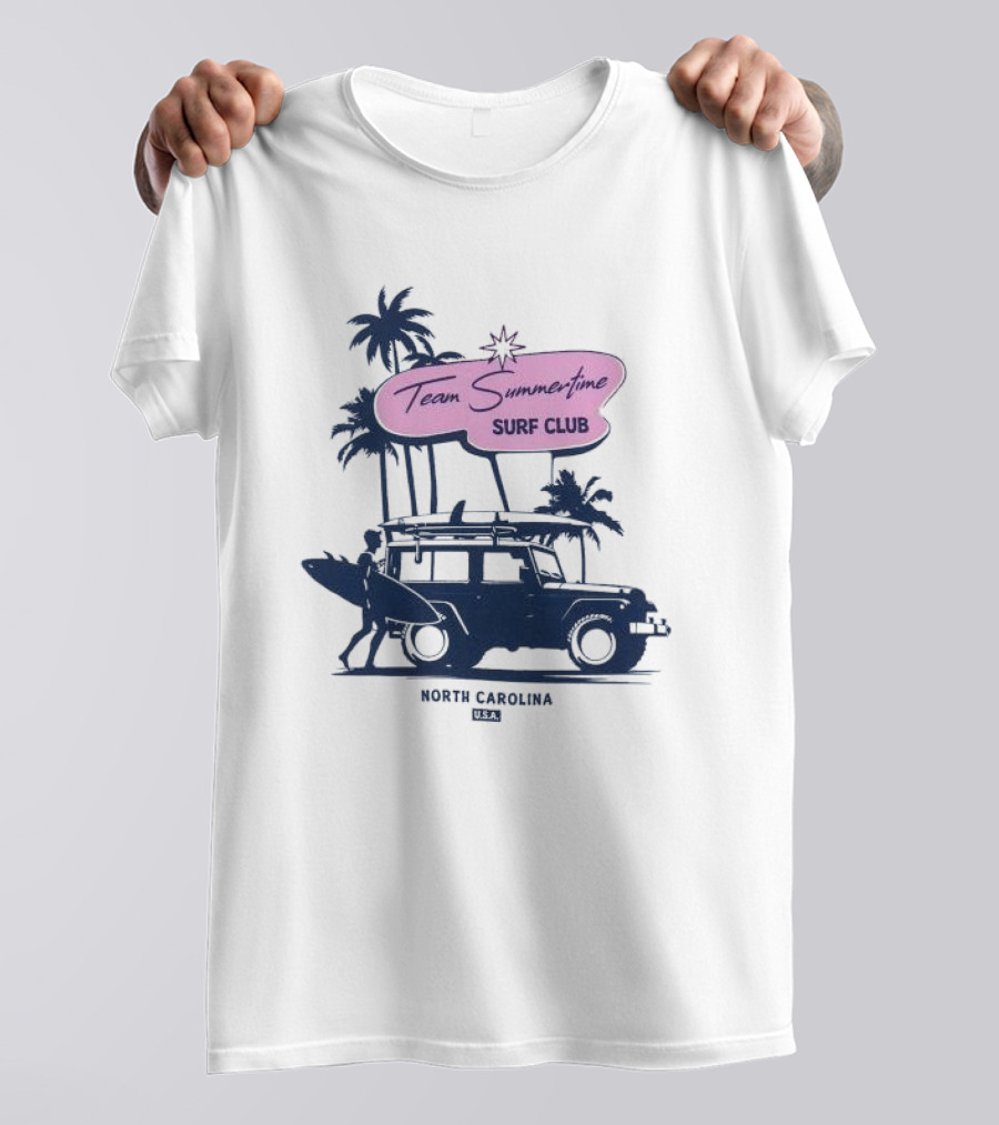 Team Summertime Surf Club Jeep Adventure North Carolina USA T-Shirt