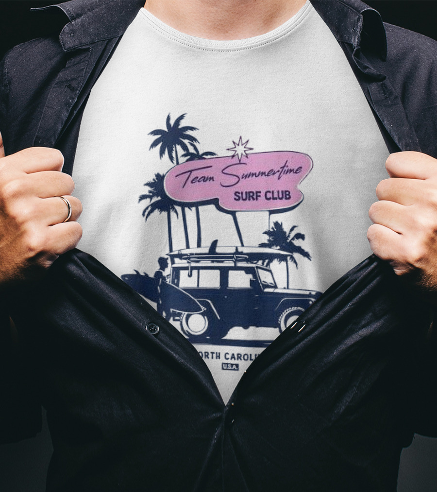 Team Summertime Surf Club Jeep Adventure North Carolina USA T-Shirt