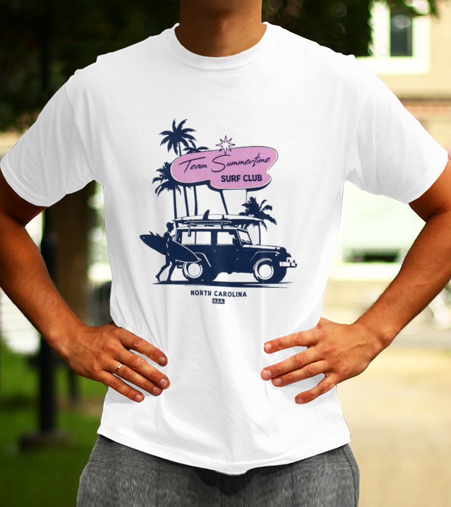 Team Summertime Surf Club Jeep Adventure North Carolina USA T-Shirt