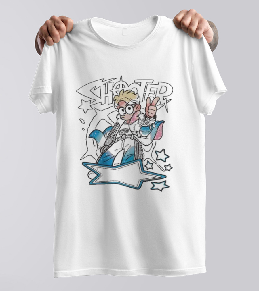 Umino Shota X Nielsen Shooter Collaboration Stars And Peace Sign T-Shirt