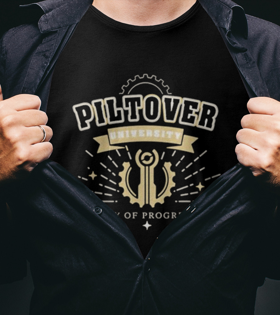 Piltover University City Of Progress Gear Emblem T-Shirt
