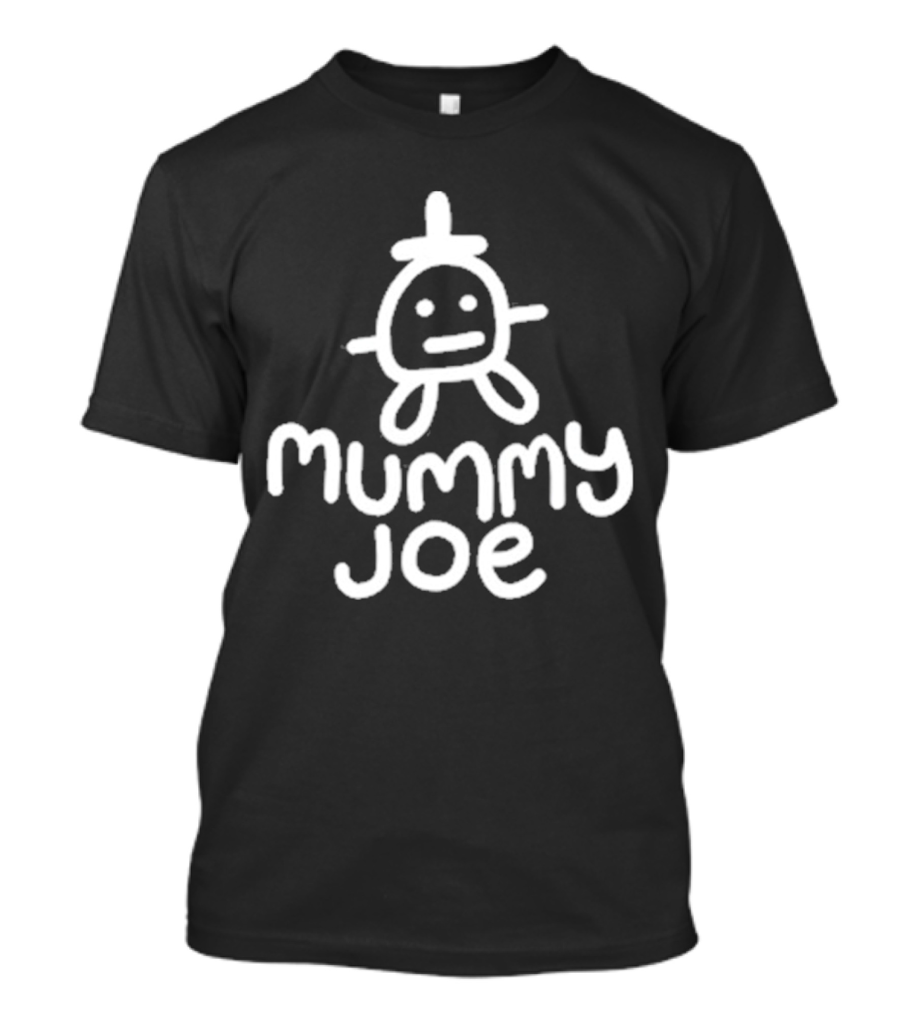 Mummy Joe Minimalist White Doodle Character T-Shirt