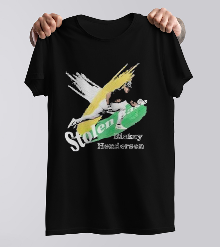 Rickey Henderson Stolen Base Dynamic Action T-Shirt
