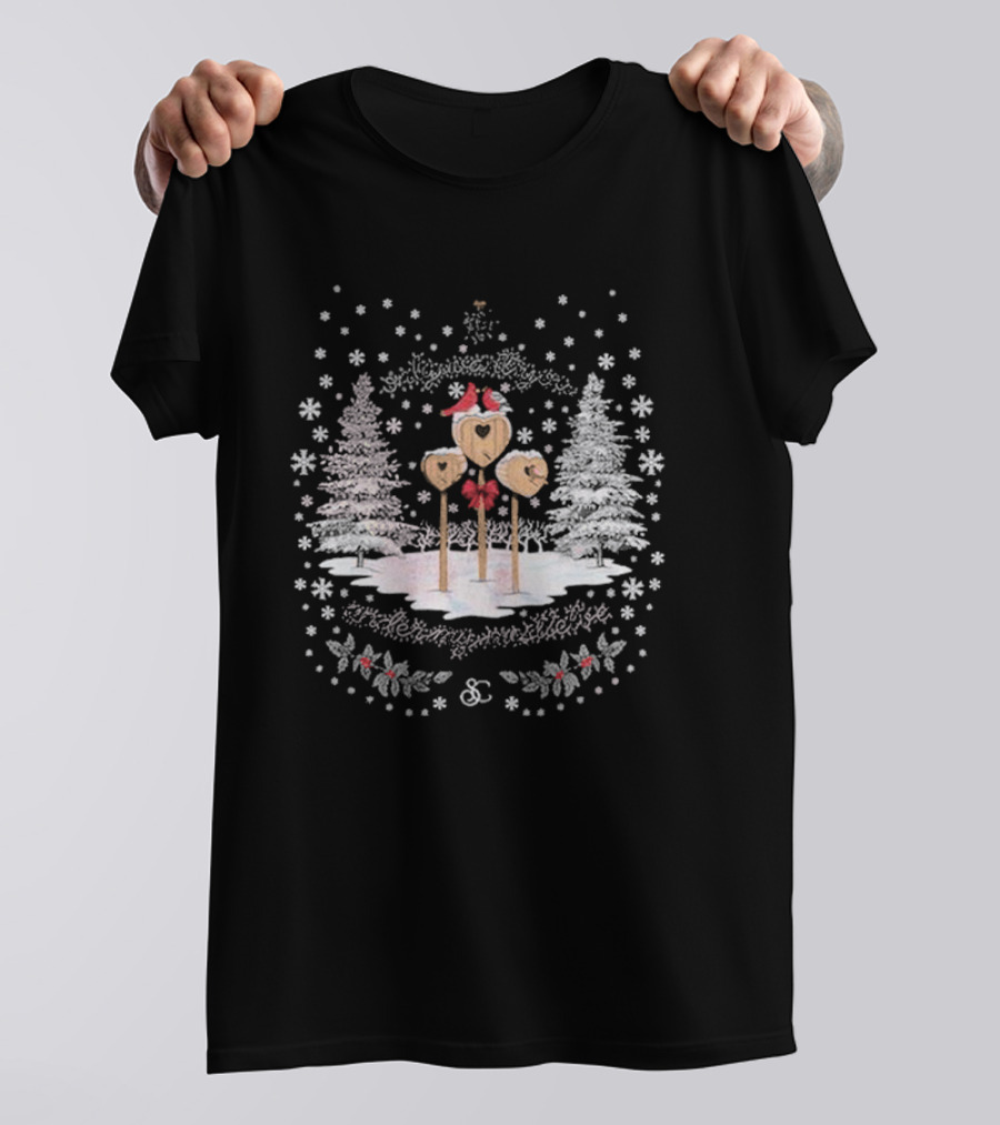 Sabrina Carpenter A Nonsense Christmas Snowy Trees And Heart Decorations T-Shirt