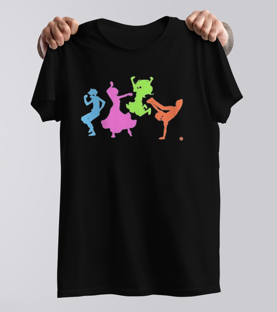 Topatoco Dance Neon Silhouettes Of Four Characters In Motion T-Shirt
