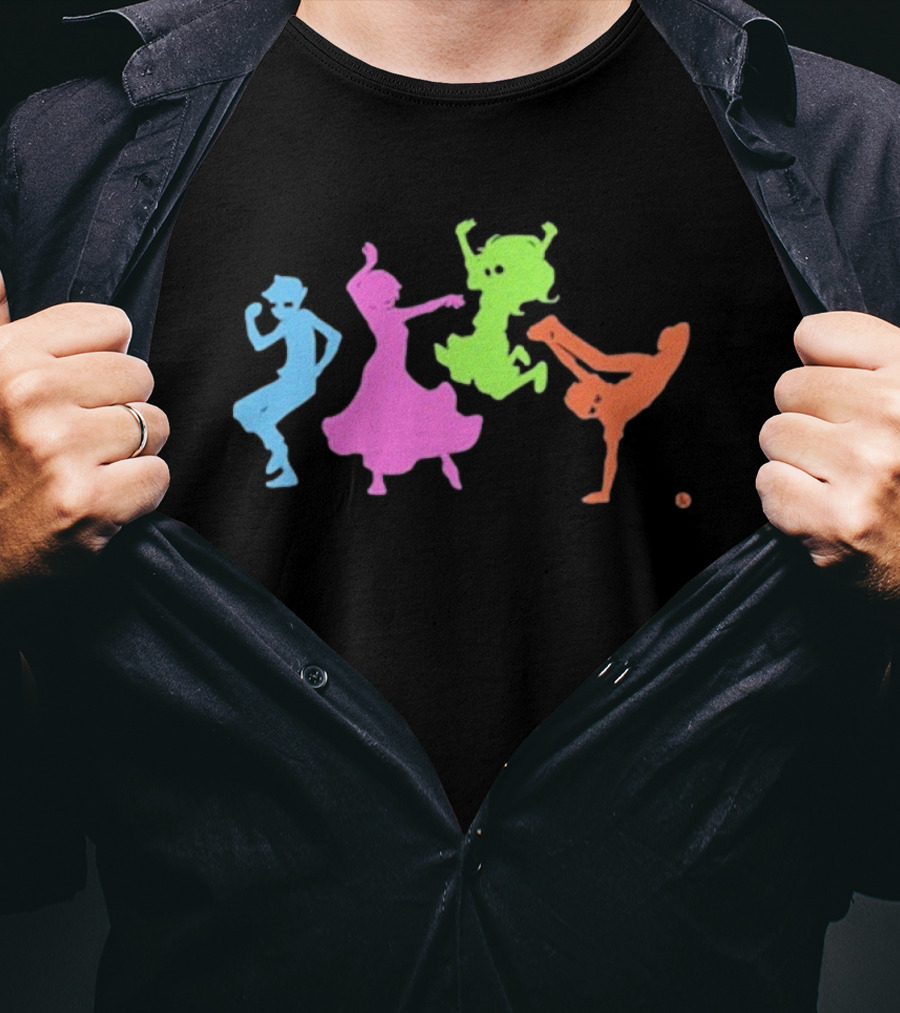 Topatoco Dance Neon Silhouettes Of Four Characters In Motion T-Shirt