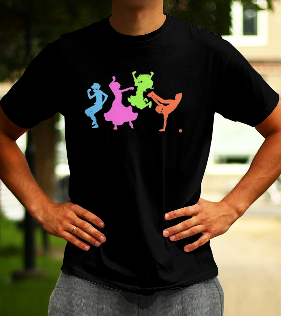 Topatoco Dance Neon Silhouettes Of Four Characters In Motion T-Shirt