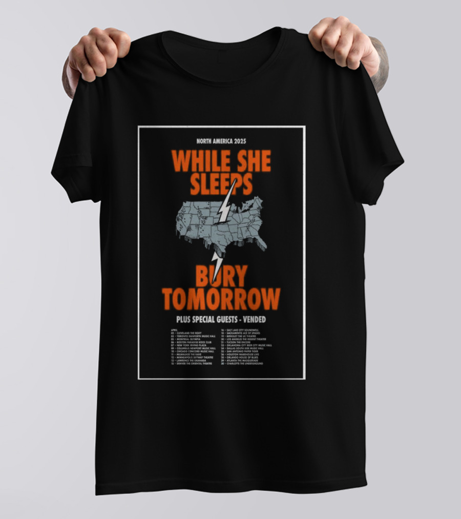North America 2025 While She Sleeps Bury Tomorrow Plus Special Guests Vended T-Shirt