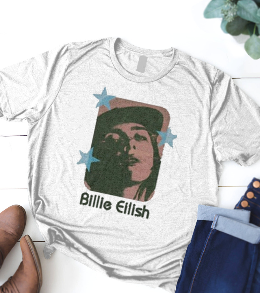 Billie Eilish Vintage Portrait With Stars T-Shirt