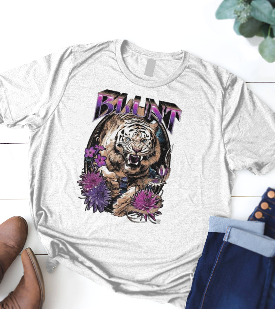 BLunt Fierce Tiger With Flowers T-Shirt