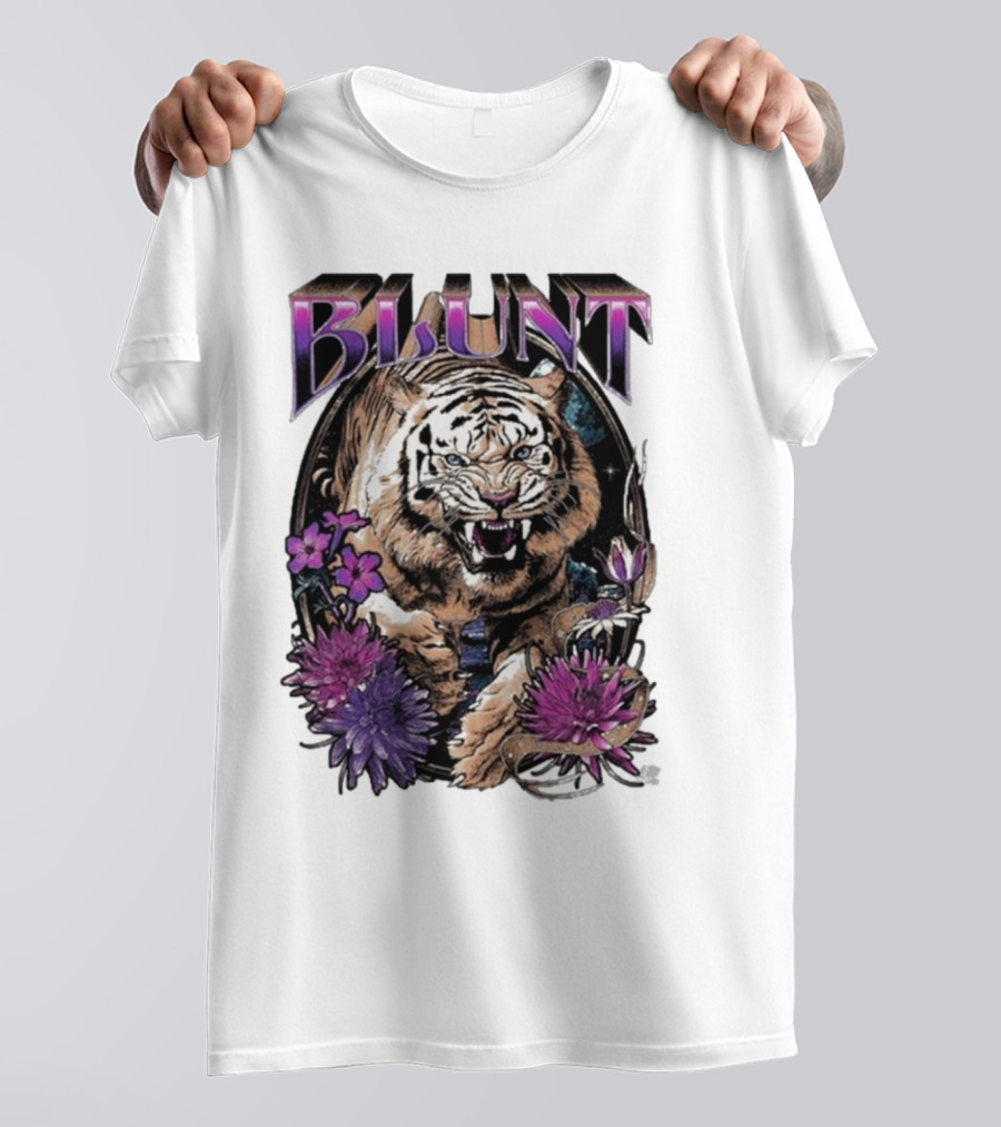 BLunt Fierce Tiger With Flowers T-Shirt