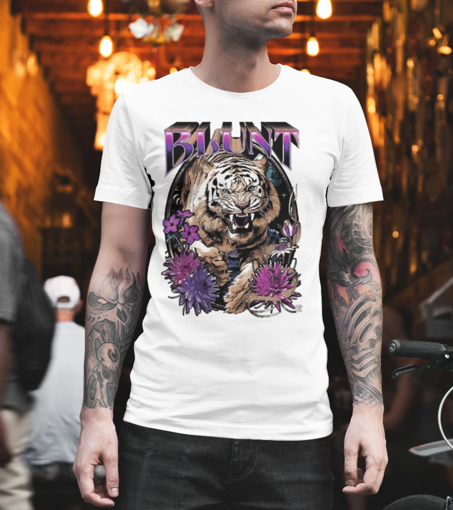 BLunt Fierce Tiger With Flowers T-Shirt