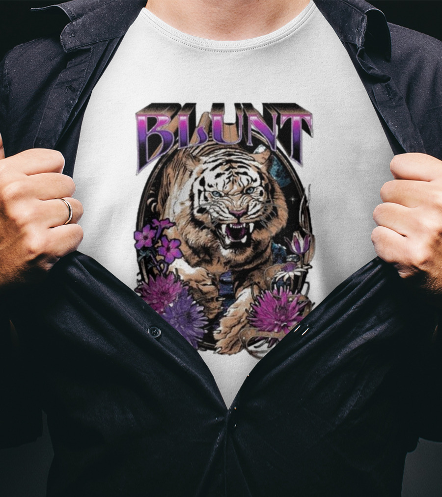 BLunt Fierce Tiger With Flowers T-Shirt