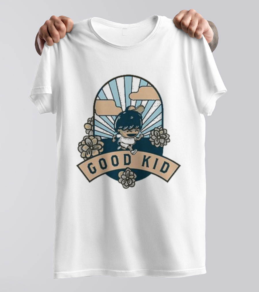 Good Kid Sunshine Retro Floral Clouds Sunburst T-Shirt
