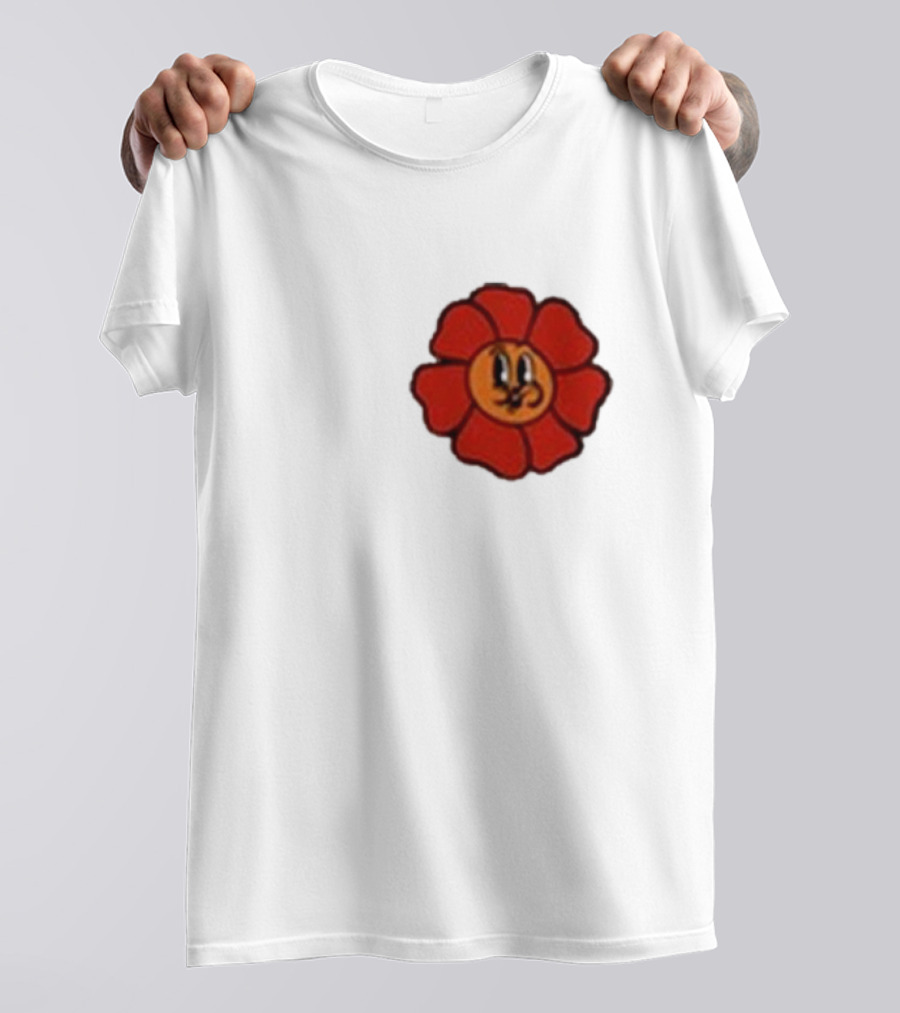 Ludwig Mogul Mogi Red Flower Cartoon Face T-Shirt