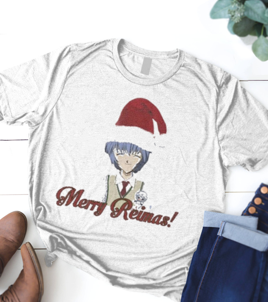 Merry Reimas Anime Character Santa Hat Holiday T-Shirt