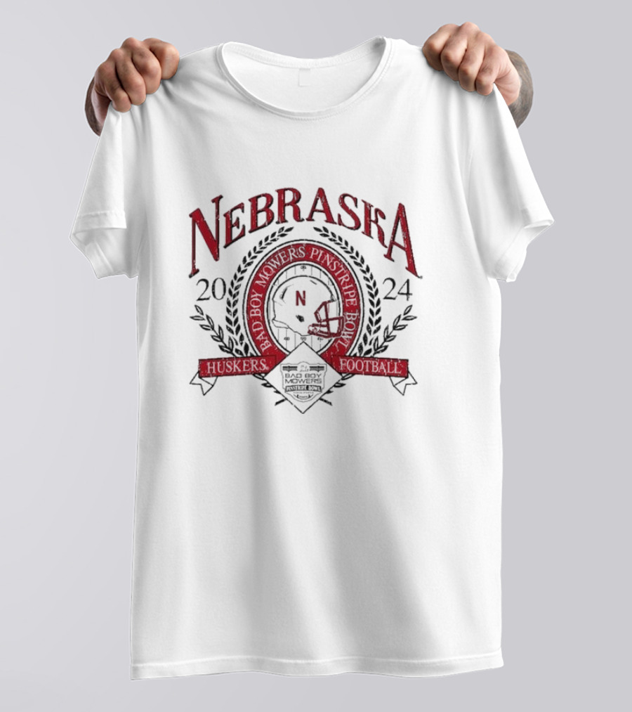 Nebraska Huskers Football Bad Boy Mowers Pinstripe Bowl T-Shirt