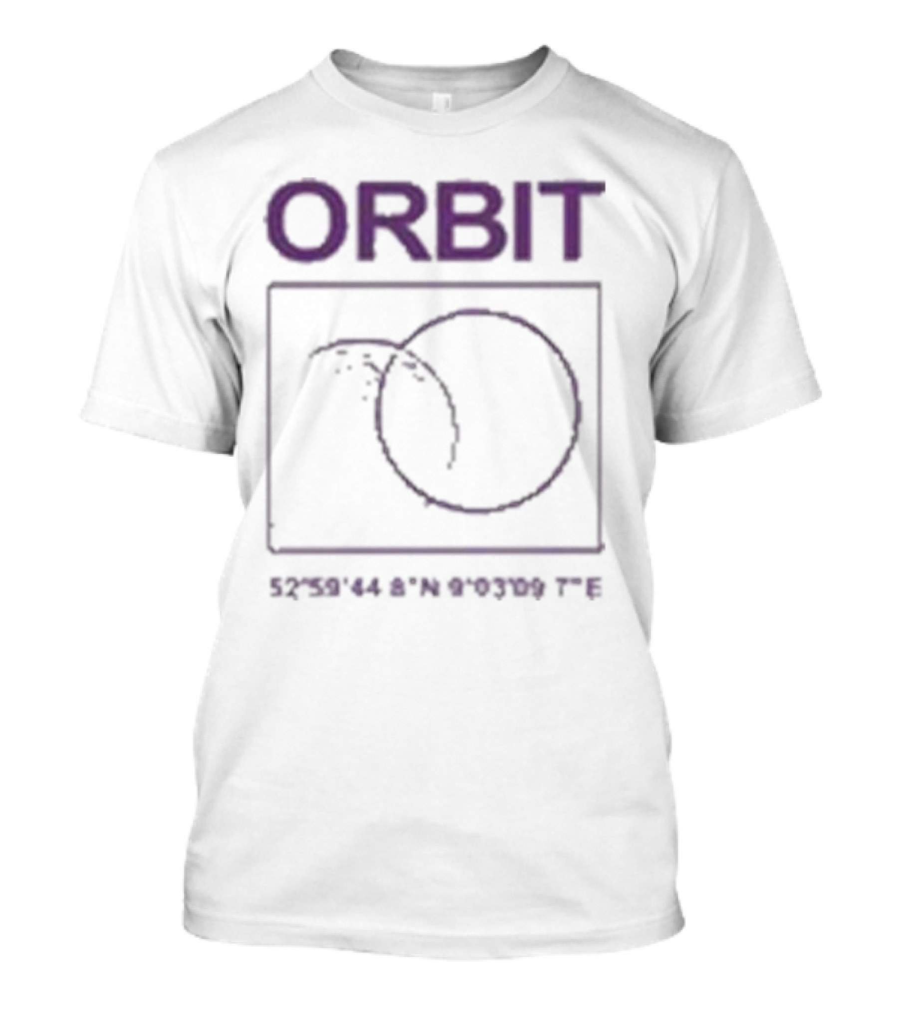 Orbitmusic Moon Orbit Coordinates 52°59'44.8N 9°03'09.7E T-Shirt