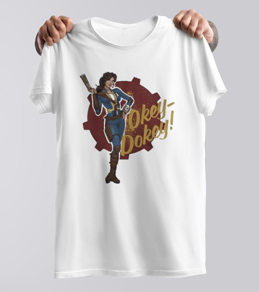 Spartan117gw Lucy Okey Dokey Fallout Vault Suit Gear Iconic Pose T-Shirt