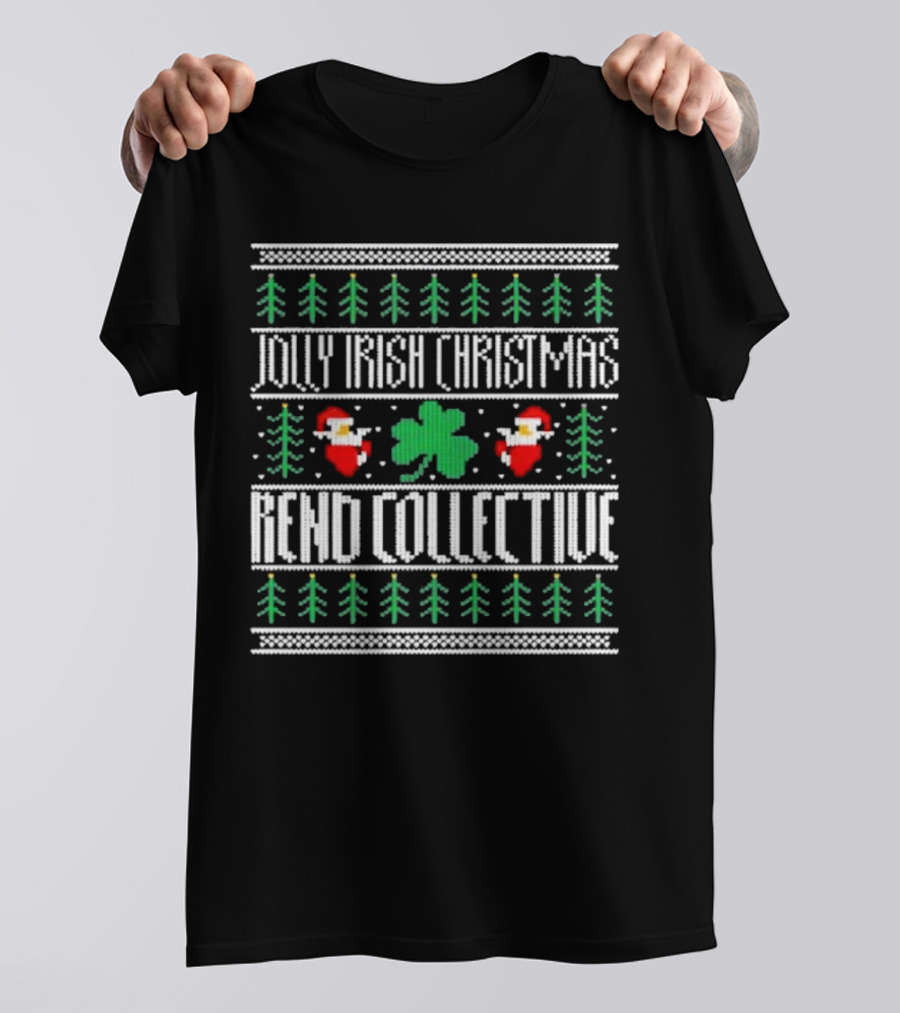 Jolly Irish Christmas With Santa And Shamrock Rend Collective T-Shirt