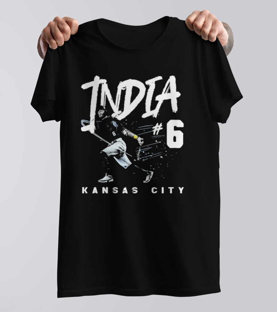 Kansas City India #6 Baseball Player T-Shirt