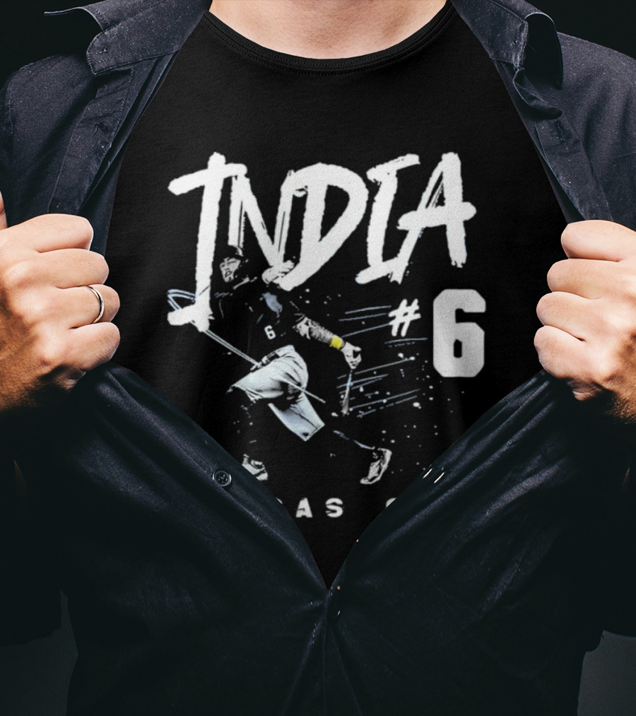 Kansas City India #6 Baseball Player T-Shirt