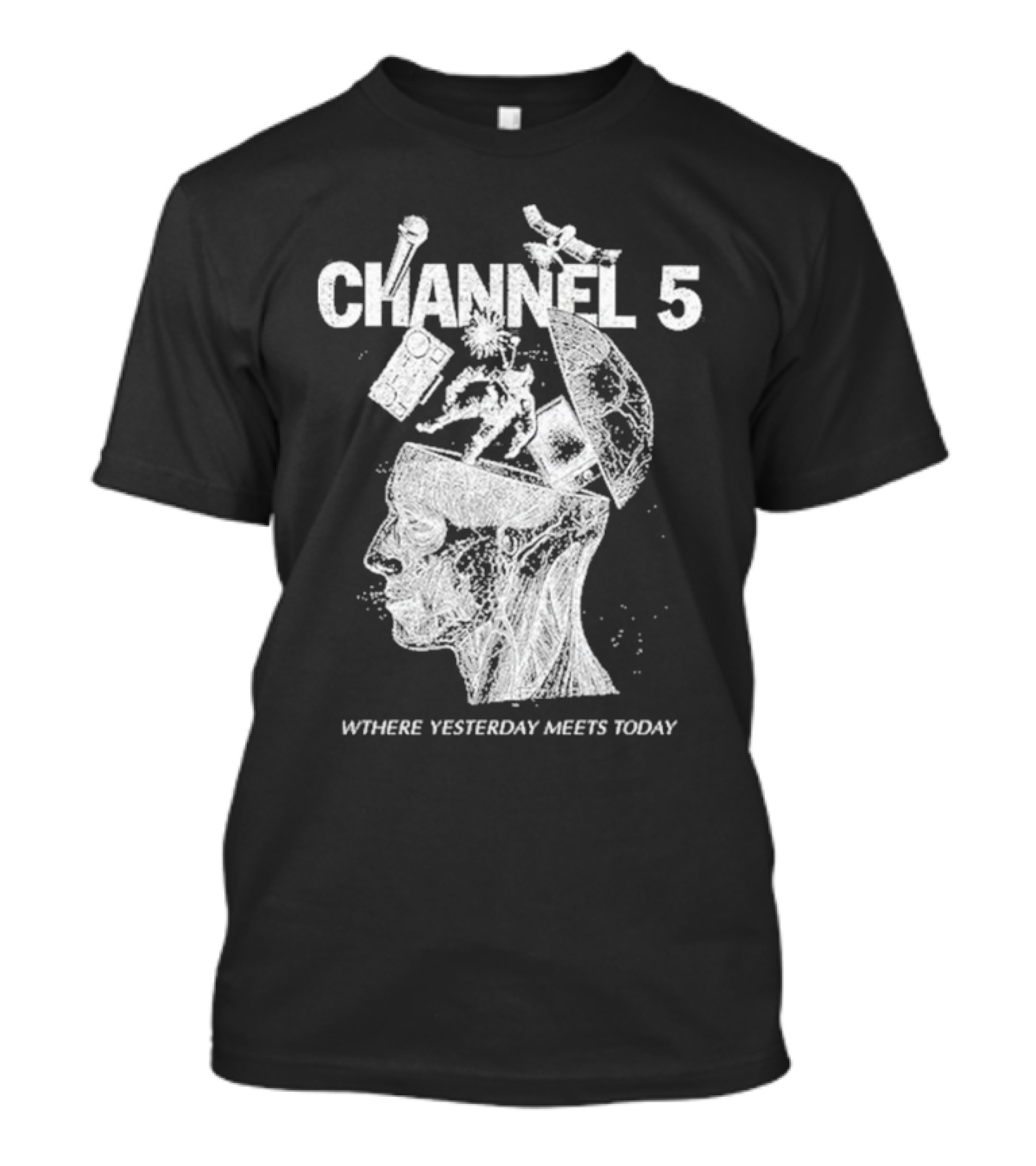 Channel 5 Where Yesterday Meets Today Retro Futuristic Fusion T-Shirt