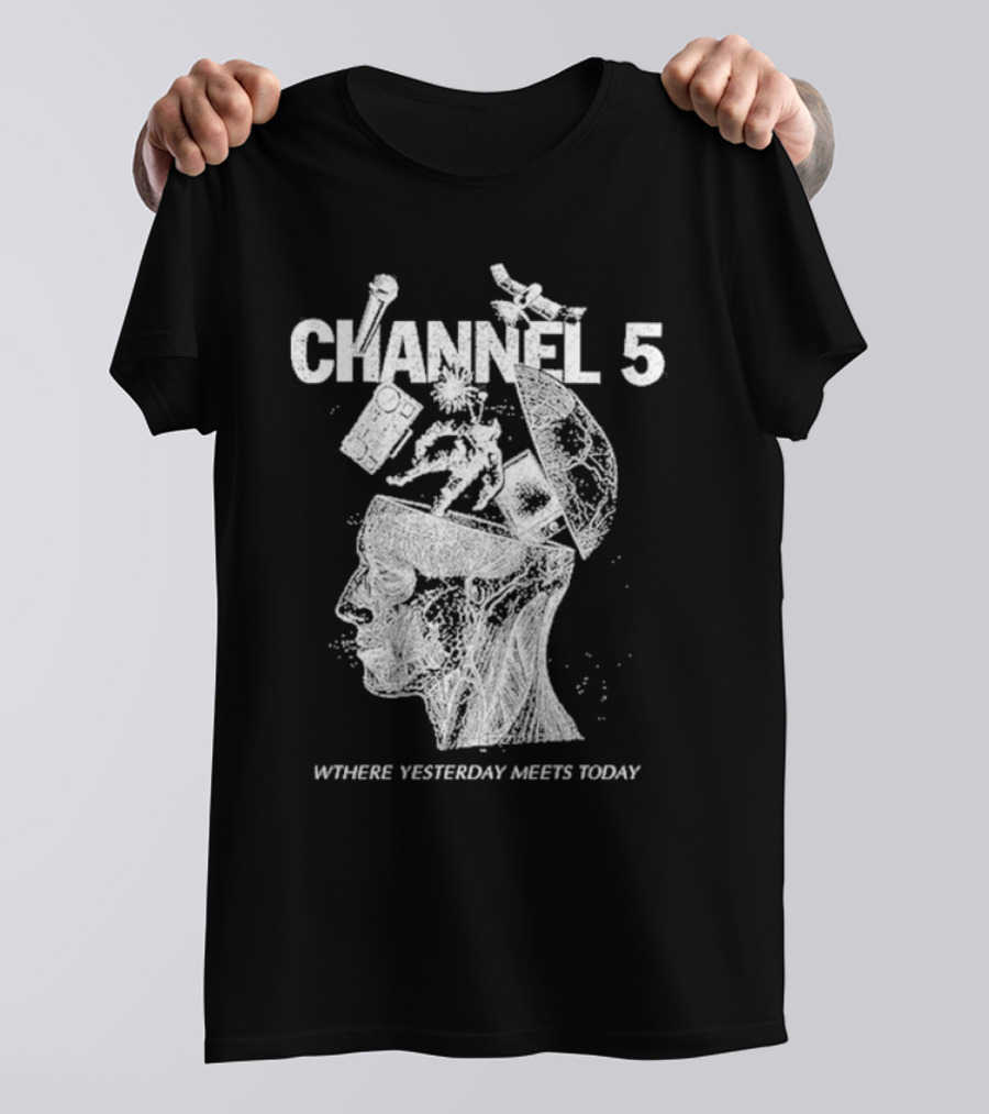 Channel 5 Where Yesterday Meets Today Retro Futuristic Fusion T-Shirt