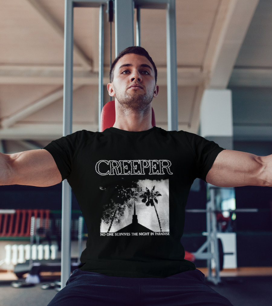 Creeper No One Survives The Night In Paradise Palm Trees And Church Spire Dark Aesthetic T-Shirt