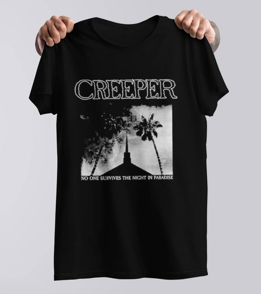 Creeper No One Survives The Night In Paradise Palm Trees And Church Spire Dark Aesthetic T-Shirt