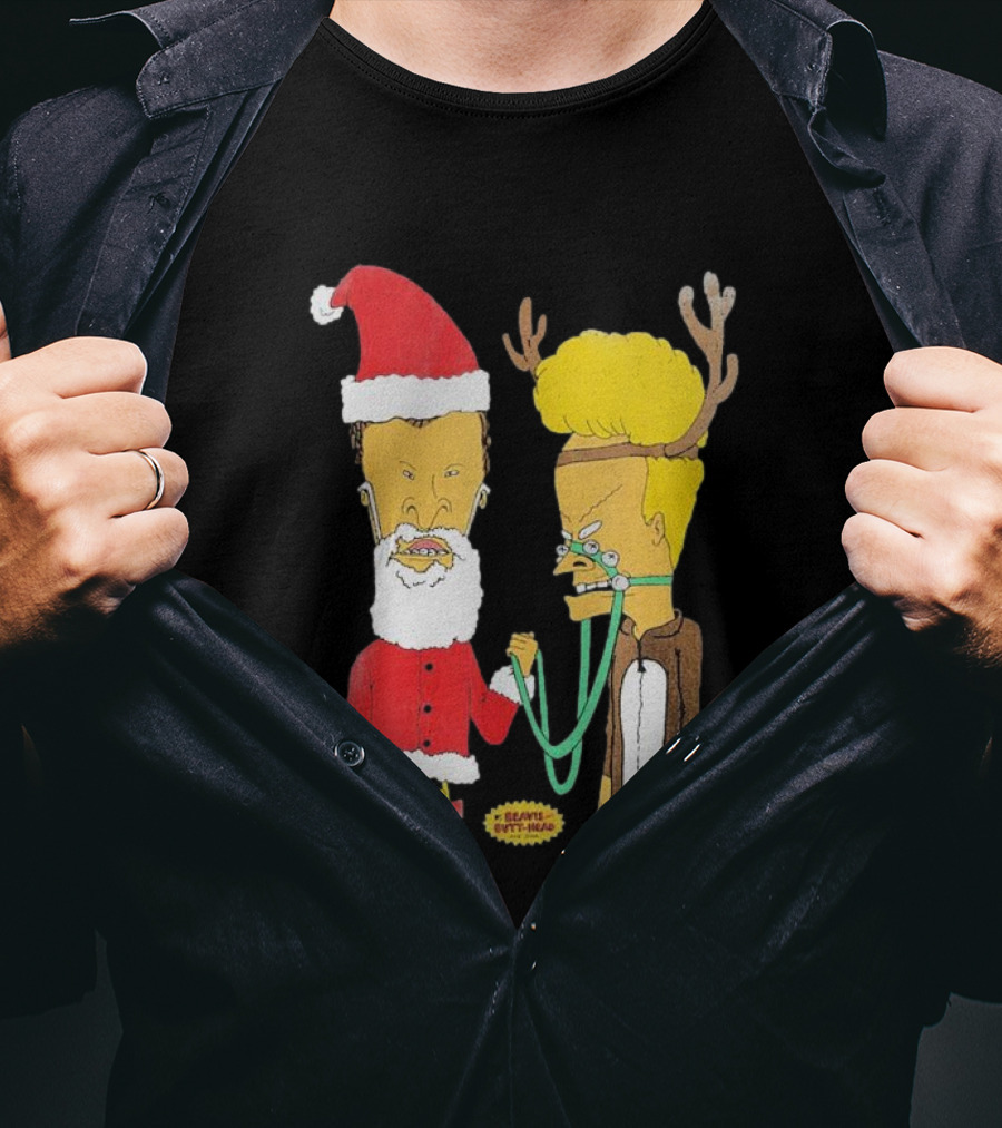 Beavis And Butt-head Santa And Reindeer Christmas T-Shirt