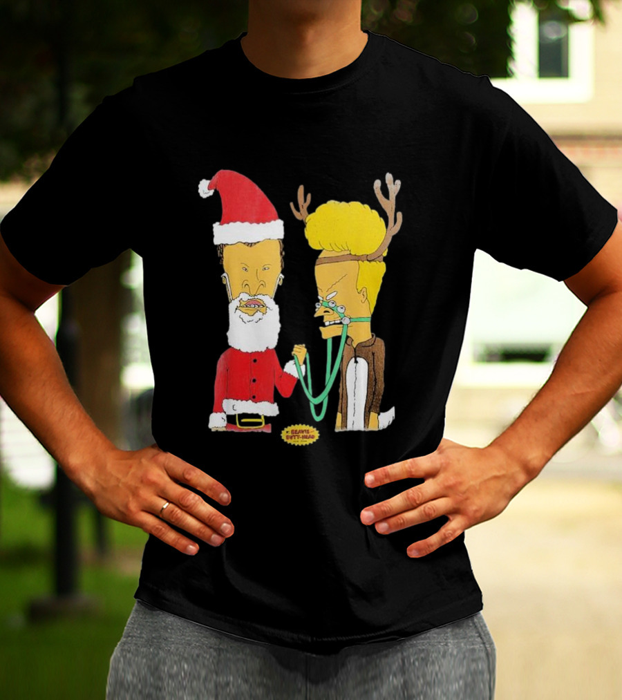 Beavis And Butt-head Santa And Reindeer Christmas T-Shirt