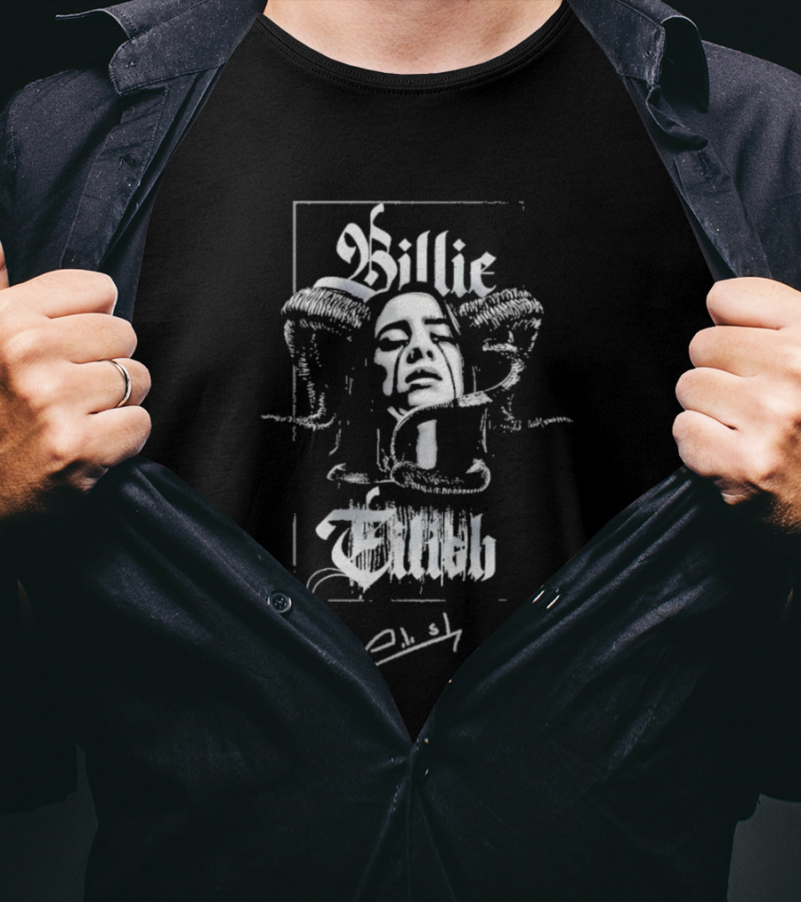 Billie Eilish Signature Gothic Portrait With Snakes T-Shirt