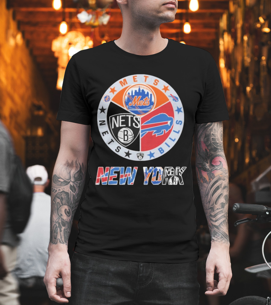 Brooklyn Nets New York Mets Buffalo Bills New York Fan Gear T-Shirt