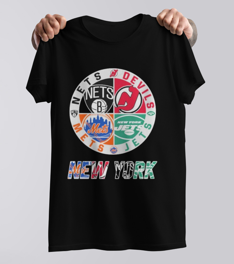 Brooklyn Nets New Jersey Devils New York Mets Jets New York T-Shirt