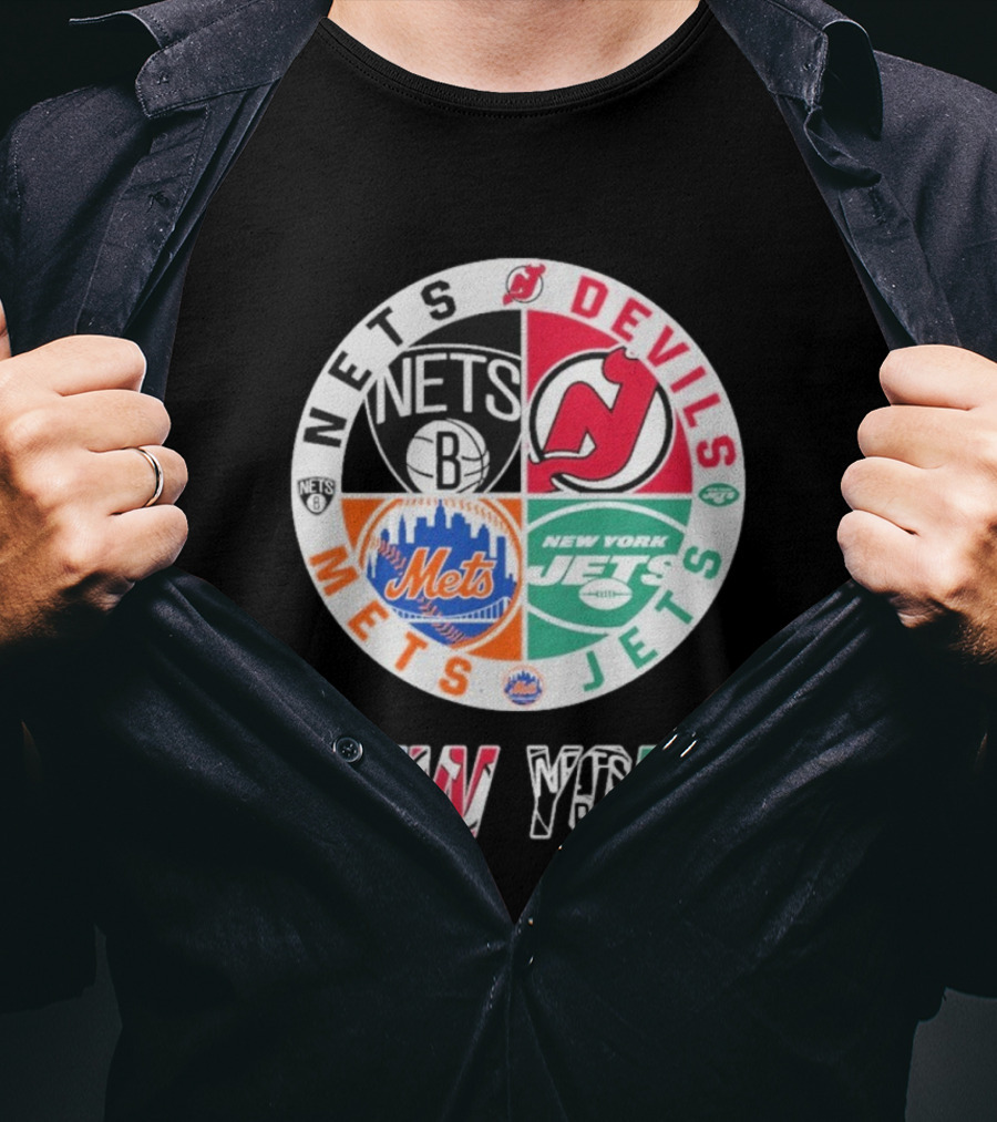Brooklyn Nets New Jersey Devils New York Mets Jets New York T-Shirt
