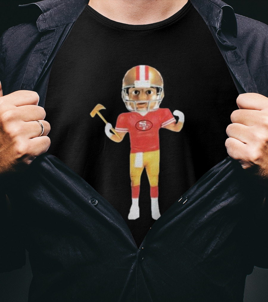 49Ers X Gorf Bobblehead Football Figure With Helmet And Pickaxe T-Shirt